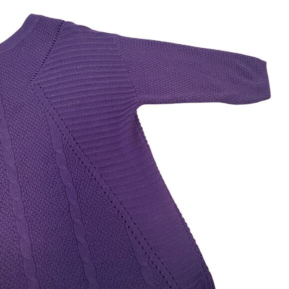 Torrid Lurex Pointell Wool Metallic Purple Cable Knit Tunic Sweater 2XL 18/20 - Picture 7 of 13